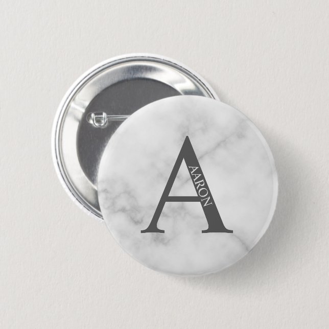 Personlig Monogram och Namn Pinback-knapp Knapp (Framsida & baksida)