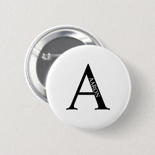Personlig Monogram och Namn Pinback-knapp Knapp
