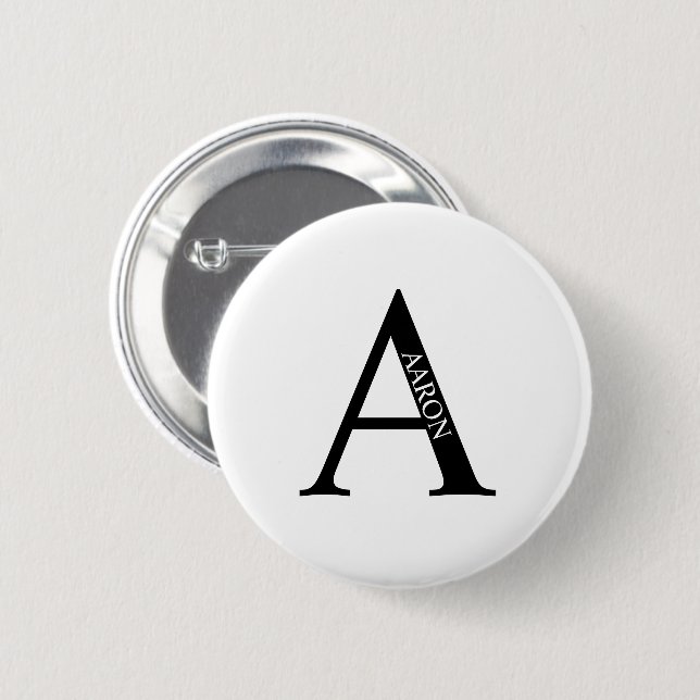 Personlig Monogram och Namn Pinback-knapp Knapp (Framsida & baksida)