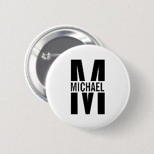 Personlig Monogram och Namn Pinback-knapp Knapp