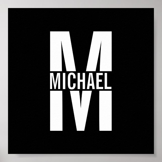 Personlig Monogram och Namn Poster (Framsidan)