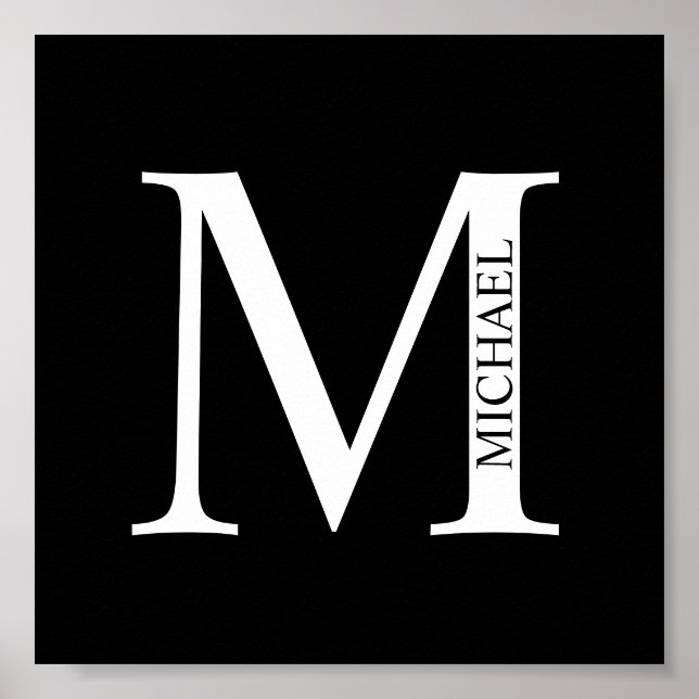 Personlig Monogram och Namn Poster (Framsidan)