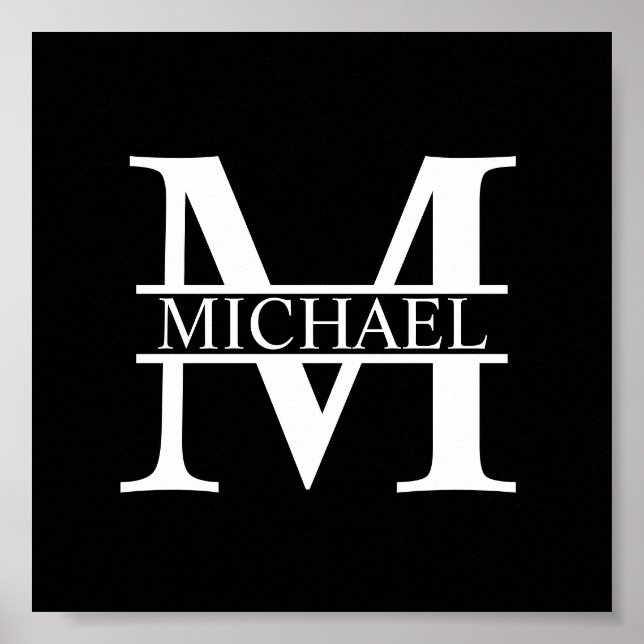 Personlig Monogram och Namn Poster (Framsidan)