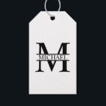 Personlig Monogram och Namn Presentetikett<br><div class="desc">Personlig Monogram- och Namn-presentationer med personlig monogram och namn i klassiskt serif font stil.</div>