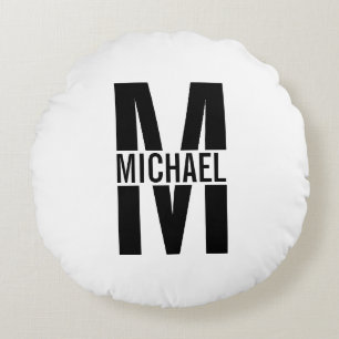 Personlig Monogram och Namn Round Pillow Rund Kudde