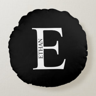Personlig Monogram och Namn Round Pillow Rund Kudde