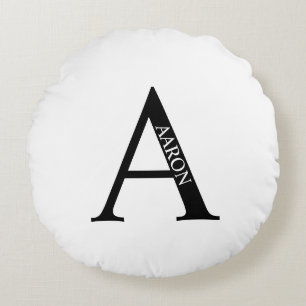 Personlig Monogram och Namn Round Pillow Rund Kudde