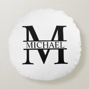 Personlig Monogram och Namn Rund Kudde