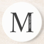 Personlig Monogram och Namn Sandstone Underlägg<br><div class="desc">Personlig Monogram och Namn Gift har personlig monogram och namn i klassiskt serif font stil. Perfekt som fars dag-gåvor till pappa,  gåvor till marskalkar och vid särskilda tillfällen.</div>