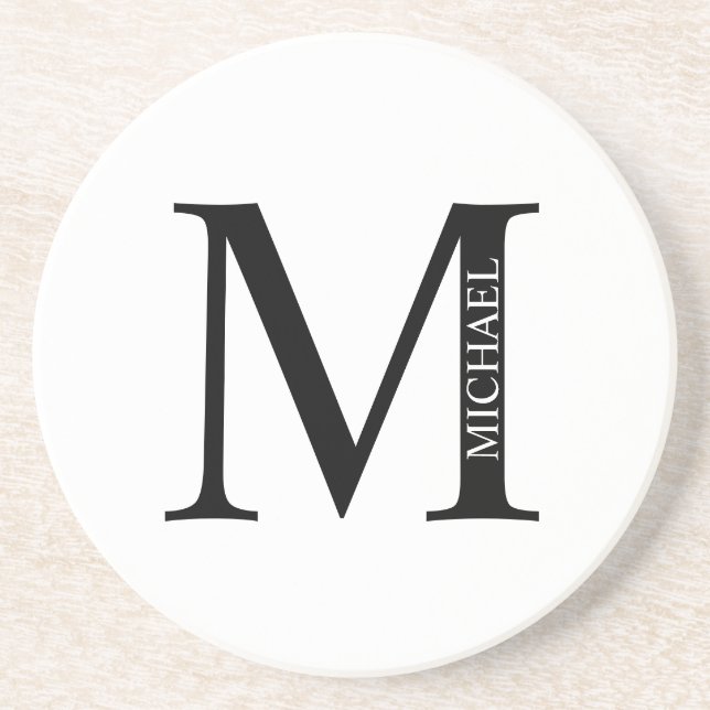 Personlig Monogram och Namn Sandstone Underlägg (Framsidan)