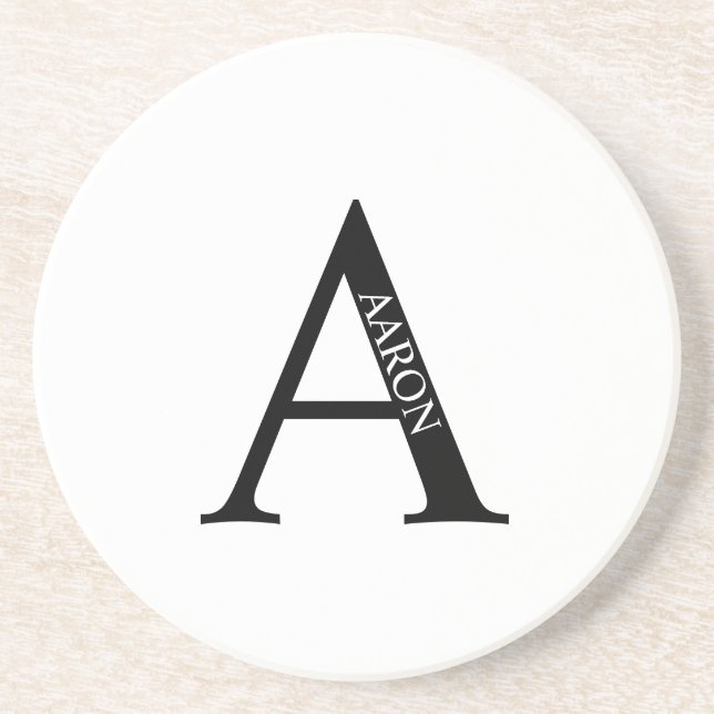 Personlig Monogram och Namn Sandstone Underlägg (Framsidan)