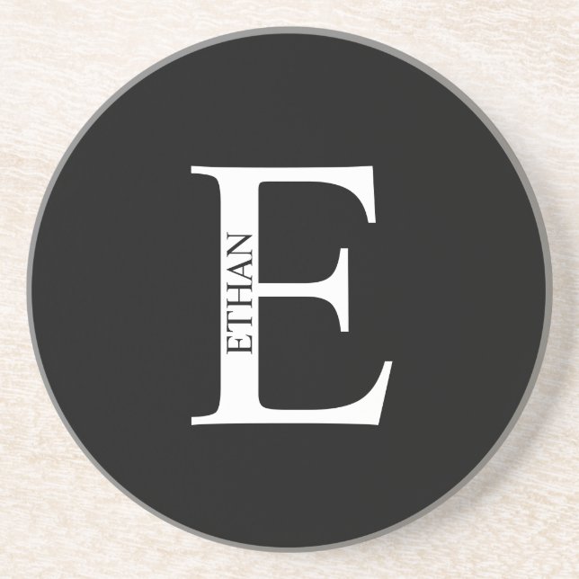 Personlig Monogram och Namn Sandstone Underlägg (Framsidan)