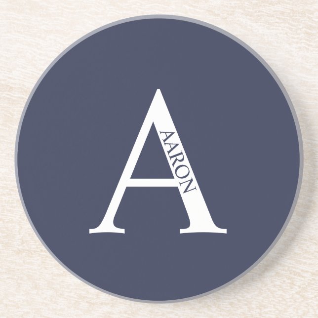 Personlig Monogram och Namn Sandstone Underlägg (Framsidan)