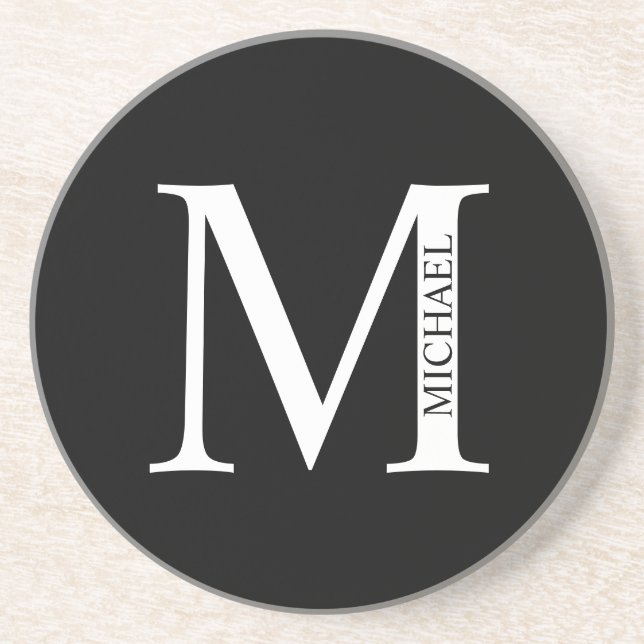 Personlig Monogram och Namn Sandstone Underlägg (Framsidan)