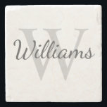 Personlig Monogram och Namn Stenunderlägg<br><div class="desc">Personlig Monogram och Namn Gift har personlig namn i grått-skriptteckensnitt stil och monogram i ljust grått serif font stil som bakgrund. Perfekt som helgdag,  fars dag-gåva,  familjeåterföreningsgåva,  tack för marskalkar och gåva vid särskilda tillfällen.</div>