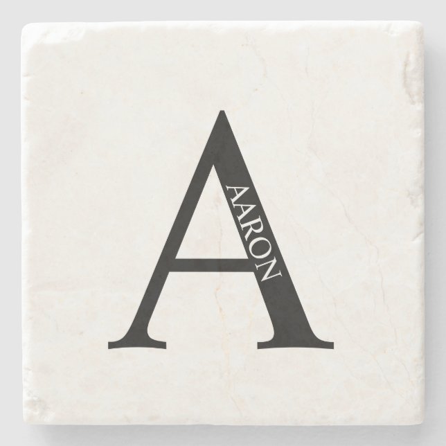 Personlig Monogram och Namn Stone Underlägg (Framsidan)