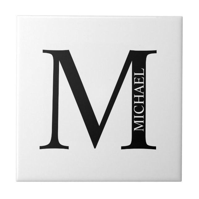 Personlig Monogram och Namn Tile Kakelplatta (Framsidan)