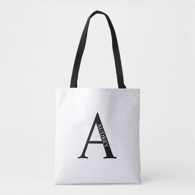Personlig Monogram och Namn Tote Bag Tygkasse (Framsida)