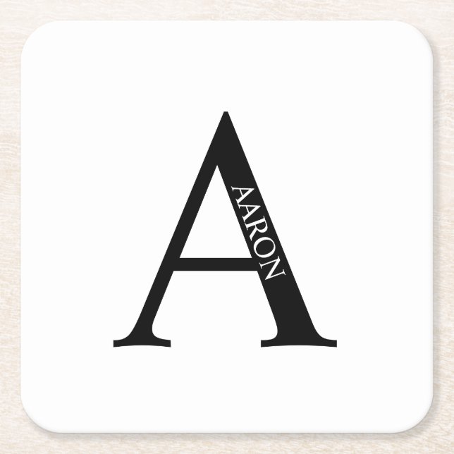 Personlig monogram och namn underlägg papper kvadrat (Framsidan)