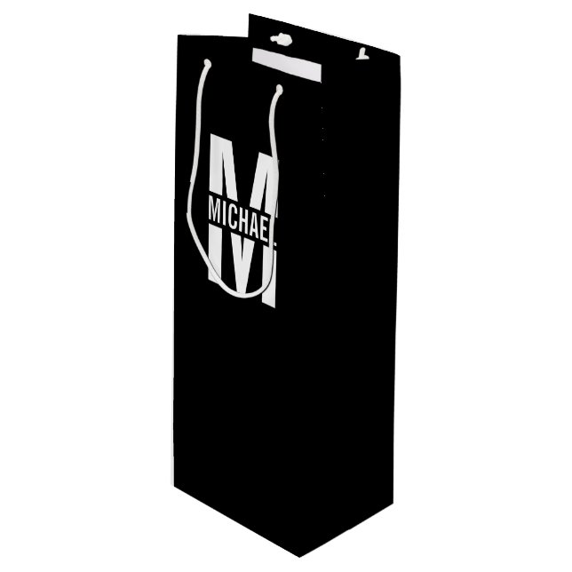 Personlig Monogram och Namn Vin Gift Bag (Framsidan Vinklad)