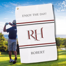 Personlig Monogram och Namn White Grått Red