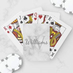 Personlig Monogram och Namn White Marble Casinokort