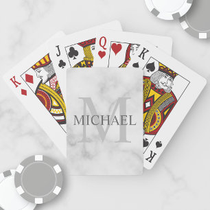 Personlig Monogram och Namn White Marble Casinokort