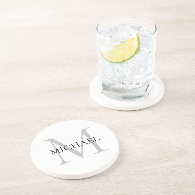 Personlig Monogram och Namn White Underlägg (Sidan)