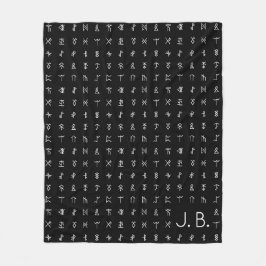 Personlig Monogram och Runic Symbol Blanket Fleecefilt