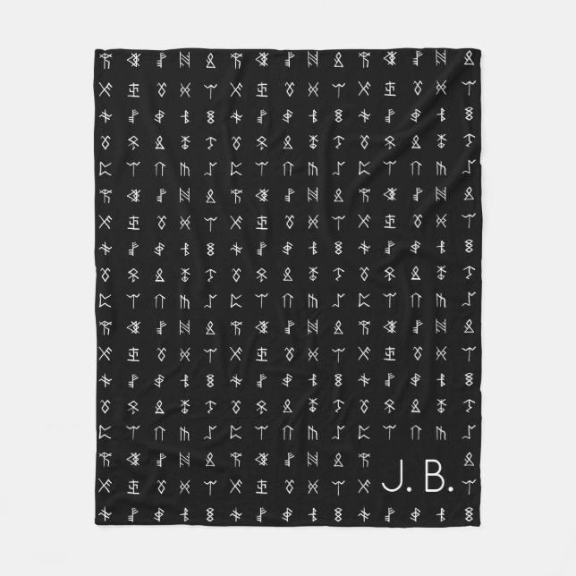 Personlig Monogram och Runic Symbol Blanket Fleecefilt (Framsidan)