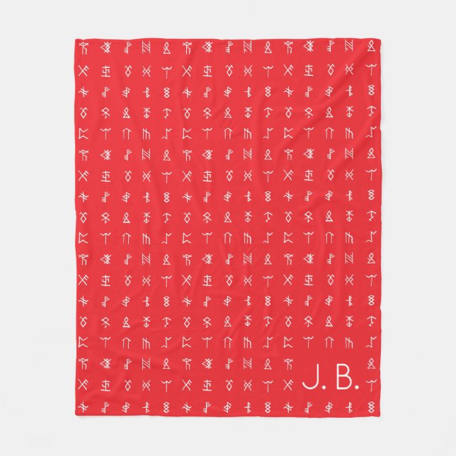Personlig Monogram och Runic Symbol Blanket Fleecefilt (Framsidan)