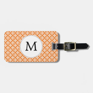 Personlig Monogram Orange dubbla ringar mönster Bagagebricka