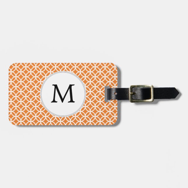 Personlig Monogram Orange dubbla ringar mönster Bagagebricka (Horisontell Framsida)