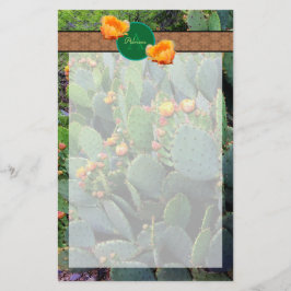 Personlig Monogram Orange Pear Cactus 2 Brevpapper