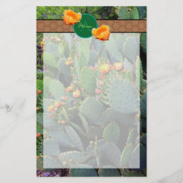 Personlig Monogram Orange Pear Cactus 2 Brevpapper