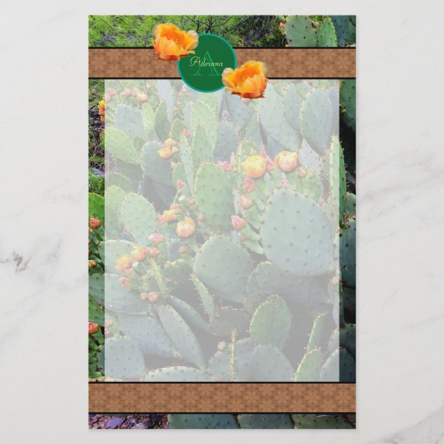 Personlig Monogram Orange Pear Cactus 2 Brevpapper (Framsida)