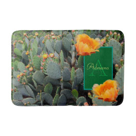 Personlig Monogram Orange Prickly Pear Cactus Badrumsmatta