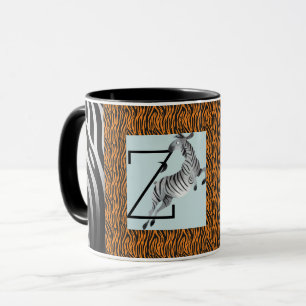 Personlig Monogram orange Zebra ränder mönster Mugg