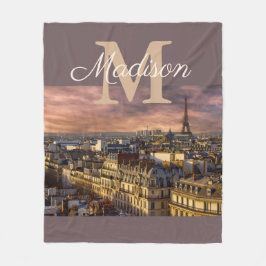 Personlig Monogram Paris Frankrike Eiffel Torn Fleecefilt