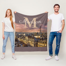 Personlig monogram Paris Frankrike Eiffeltornet Fleecefilt