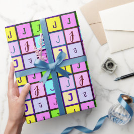 Personlig Monogram Pastel Färg för födelsedagen Presentpapper