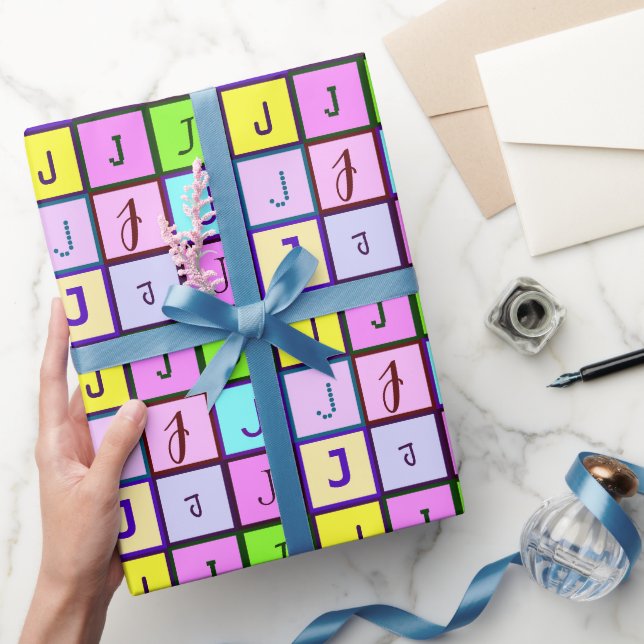Personlig Monogram Pastel Färg för födelsedagen Presentpapper (Gifting)