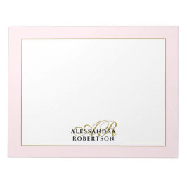 Personlig monogram Pastell Rosa Guld Kalligrafi Anteckningsblock