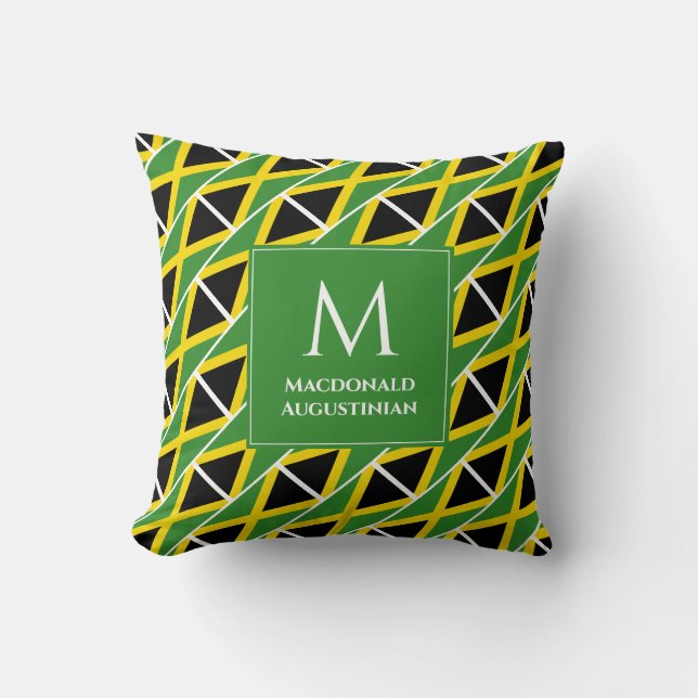 Personlig Monogram Patriotic JAMAICA FLAGGA Kudde (Framsida)