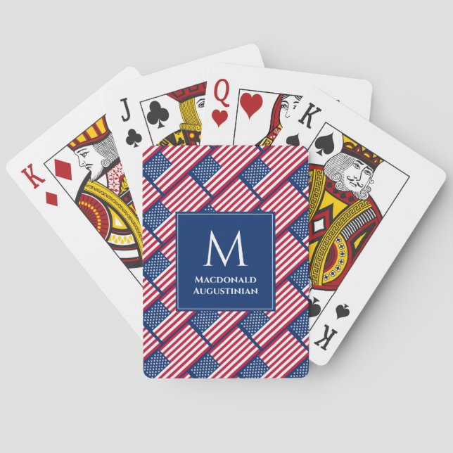 Personlig Monogram Patriotic USA AMERICA FLAGGA Casinokort (Baksidan)