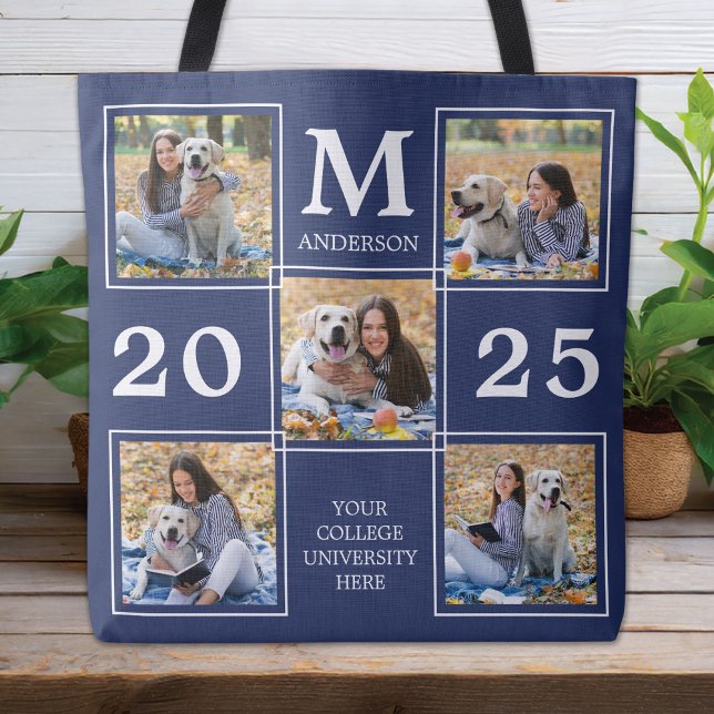 Personlig Monogram Photo Collage Studenten Tygkasse (Skapare uppladdad)