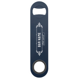 Personlig Monogram Pub Namn,Datum djup blå Långa Flaskppnare