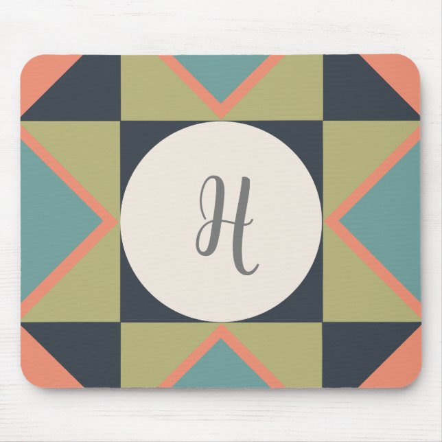 Personlig Monogram Quilt Block Musmatta (Framsidan)