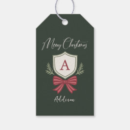 Personlig monogram randig slinga God Jul Presentetikett