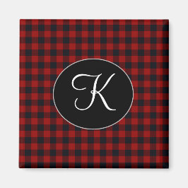 Personlig Monogram Red and Black Buffalo Play Magnet